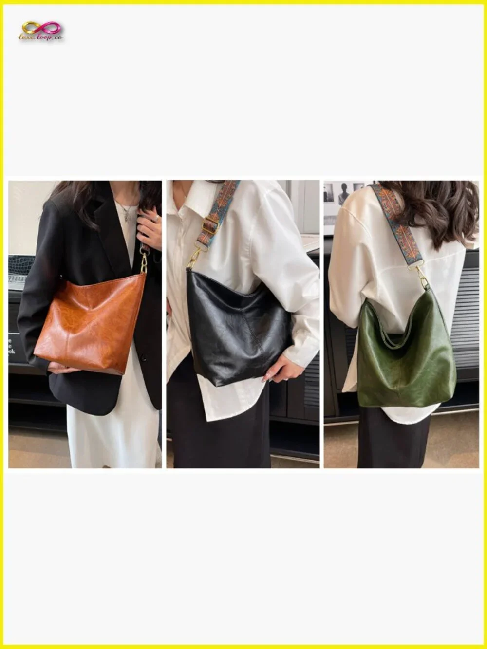 Chic Vegan Leather Hobo Bag Crossbody Shoulder Purse Zipper Women Handbag